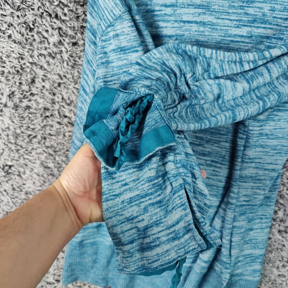 Ali Miles Cowl Neck Tunic Top Pockets Ruched‎ Sleeve Blue Heather Womens Size 1X - Picture 8 of 8